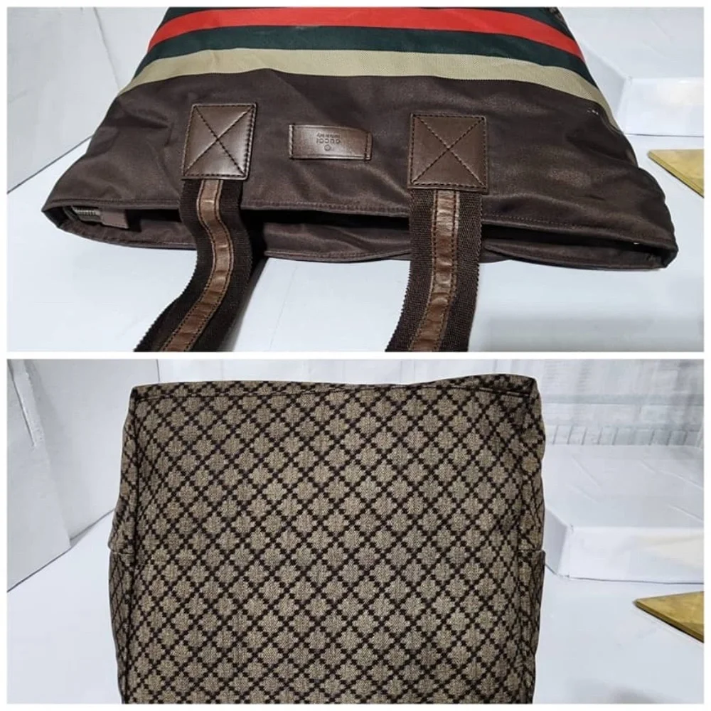Authentic Gucci Diamante Canvas Web Shopping Tote Bag Brown/Beige - Picture 11 of 15